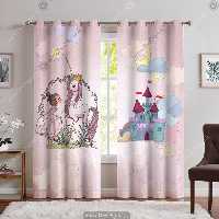 پرده فانتزی دخترانه طرح پرنسس و تکشاخ PK-6241
