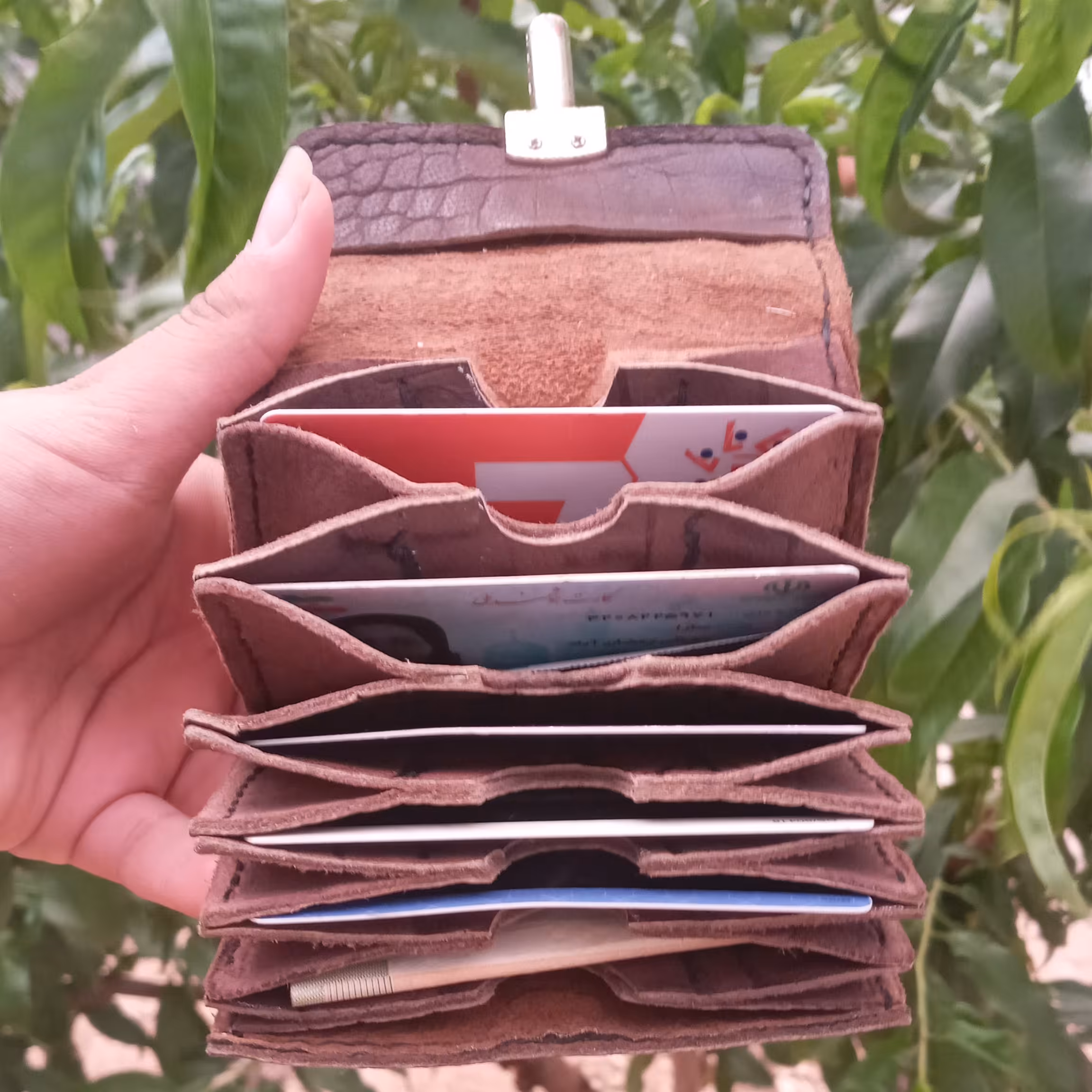 جا کارتی چرم طبیعی دست دوز