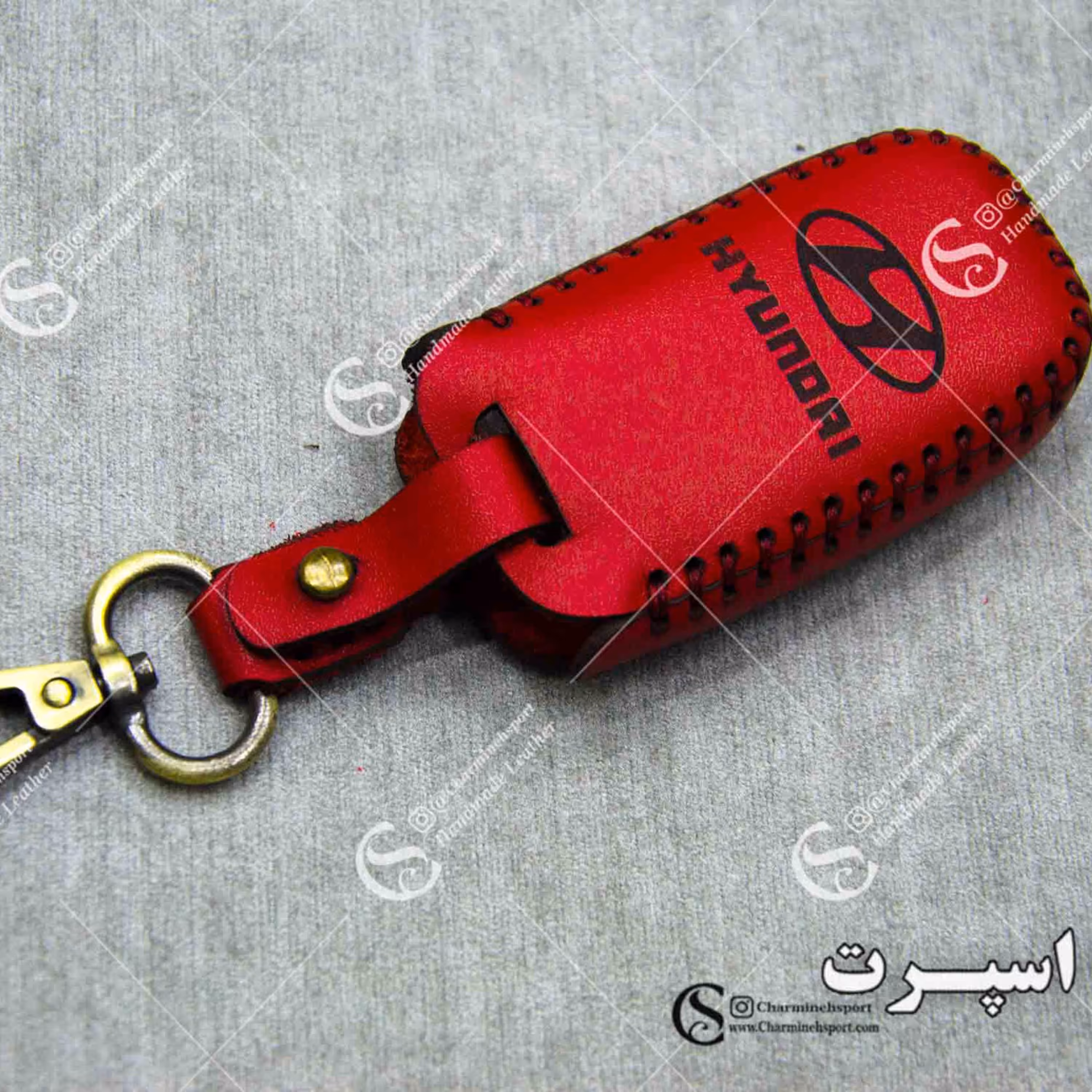 جاسوییچی چرم طبیعی گاوی قرمز مناسب هیوندا 3دکمه