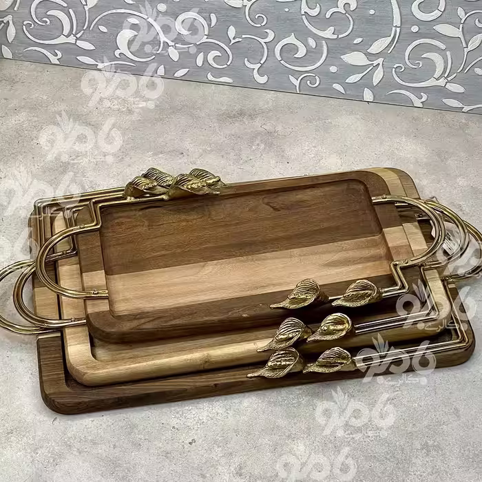 سینی مستطیل لیلیوم چوبی فلزی