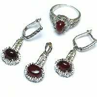 نیم ست نقره عقیق کبدی جواهری آبکاری رادیوم 3