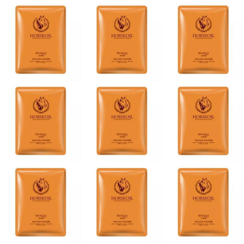 ماسک صورت بایو آکوا مدل اسب  وزن 25 گرم مجموعه 9 عددی