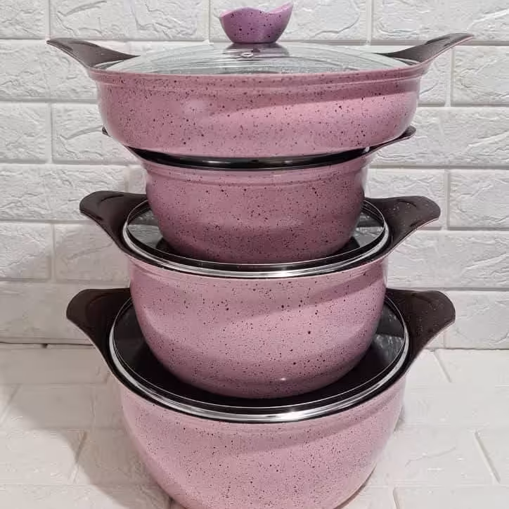 سرویس قابلمه 8 پارچه مدل بست ضخیم و باکیفیت روکش گرانیت نچسب 