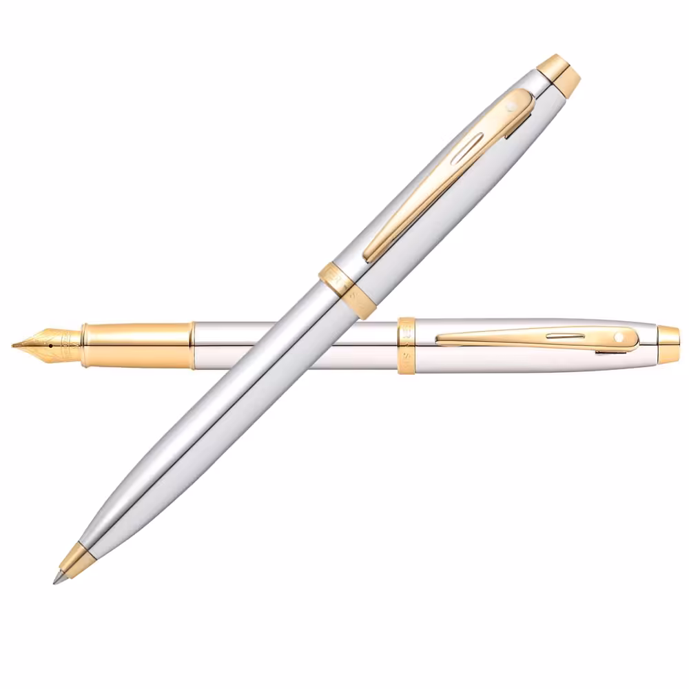 ست خودکار و خودنویس شیفر مدل 100 تمام استیل گیره زرد