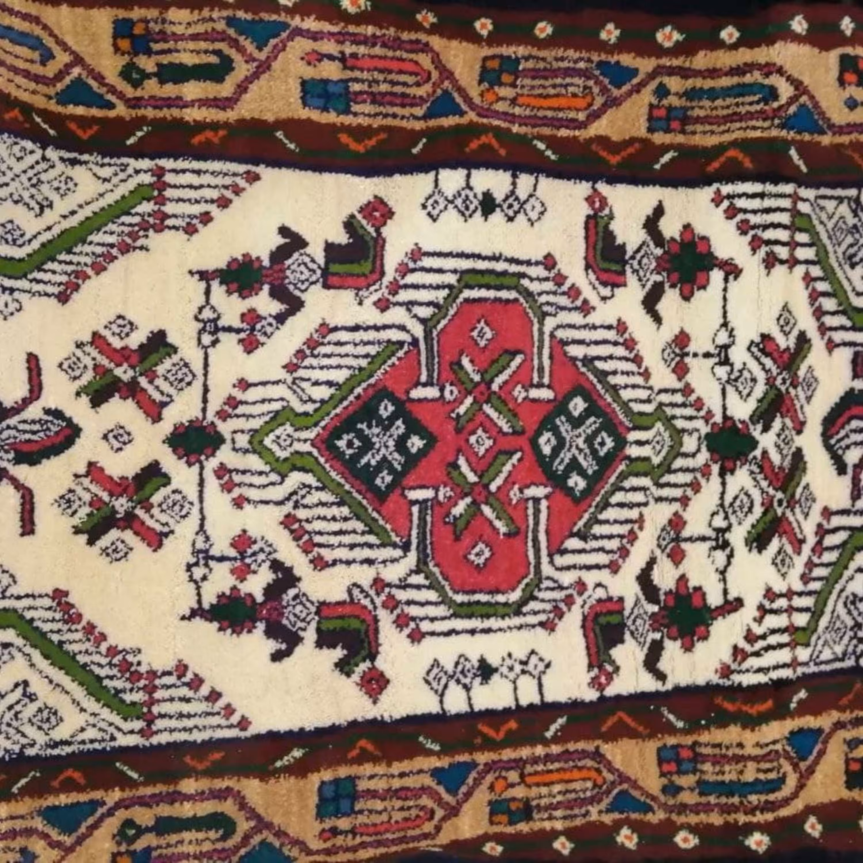 قالیچه تاجی اباد دستبافت ذهنی بافت و کوچک