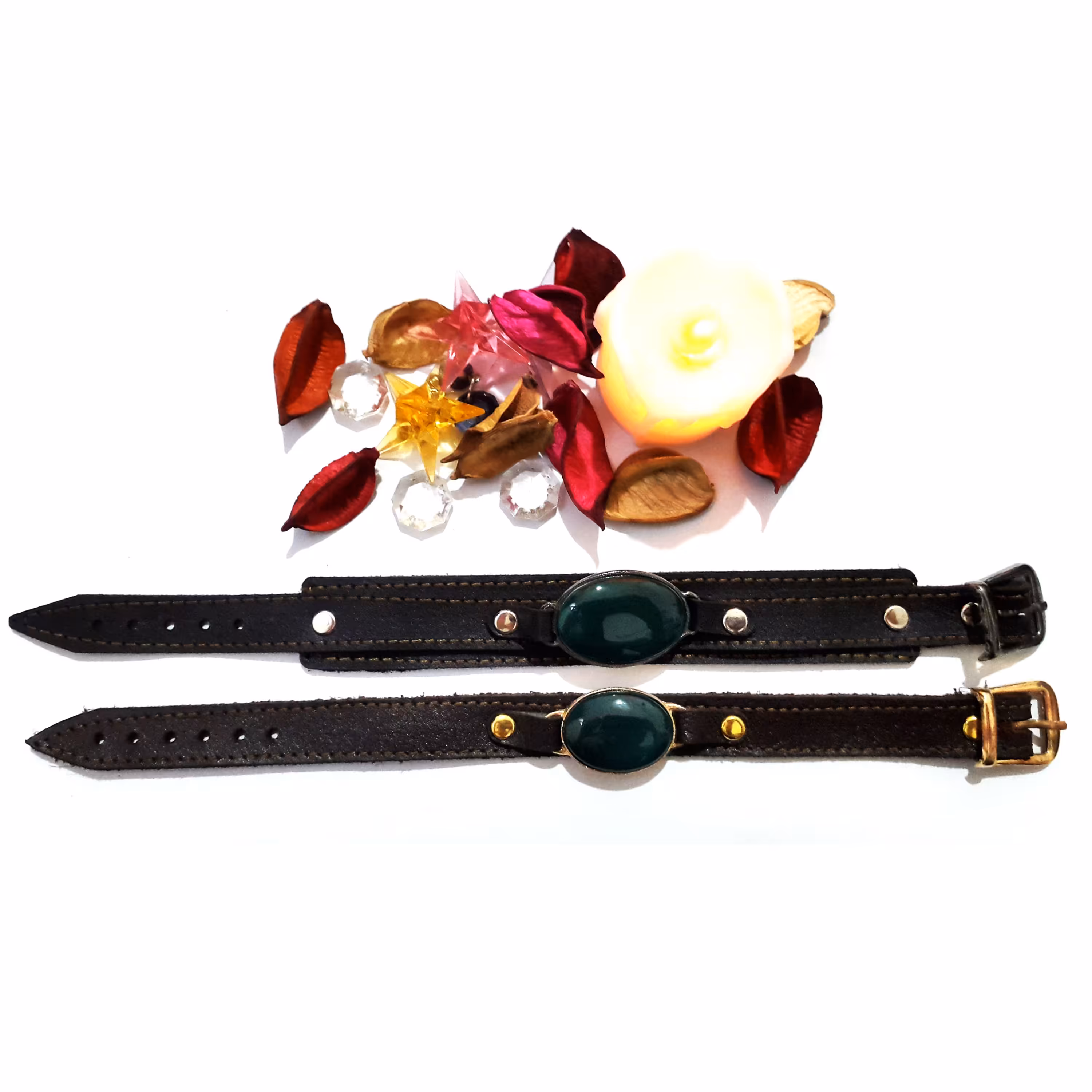 ست دو عددی دستبند چرم نگین عقیق