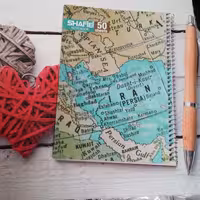 دفتر مشق 50 برگ سیمی شفیعی طرح نقشه ایران جلد طلقی 