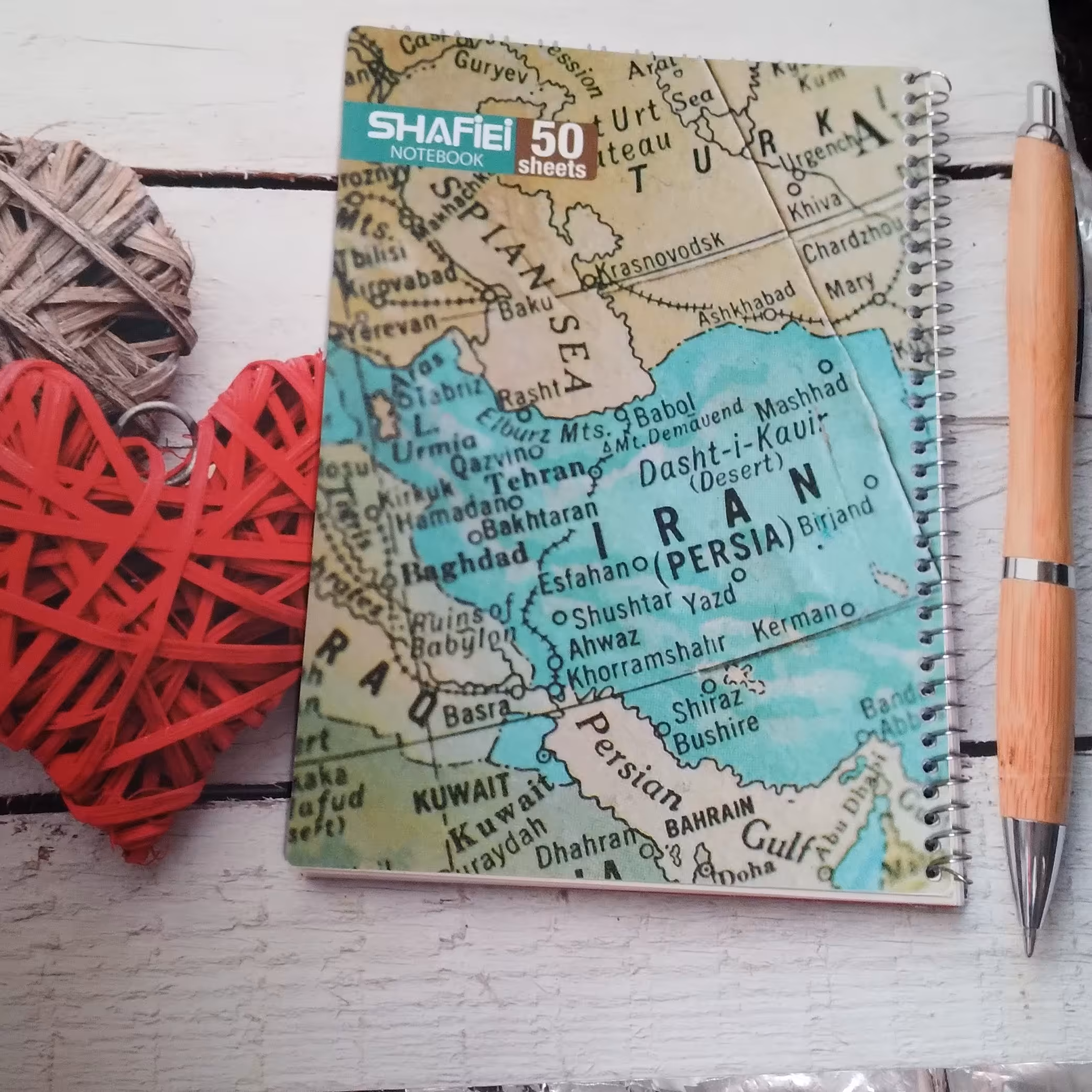 دفتر مشق 50 برگ سیمی شفیعی طرح نقشه ایران جلد طلقی 