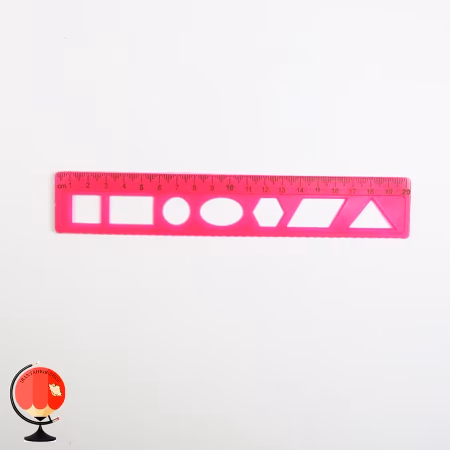 خط کش ژله ای 20 سانتی متری شابلون دار صورتی