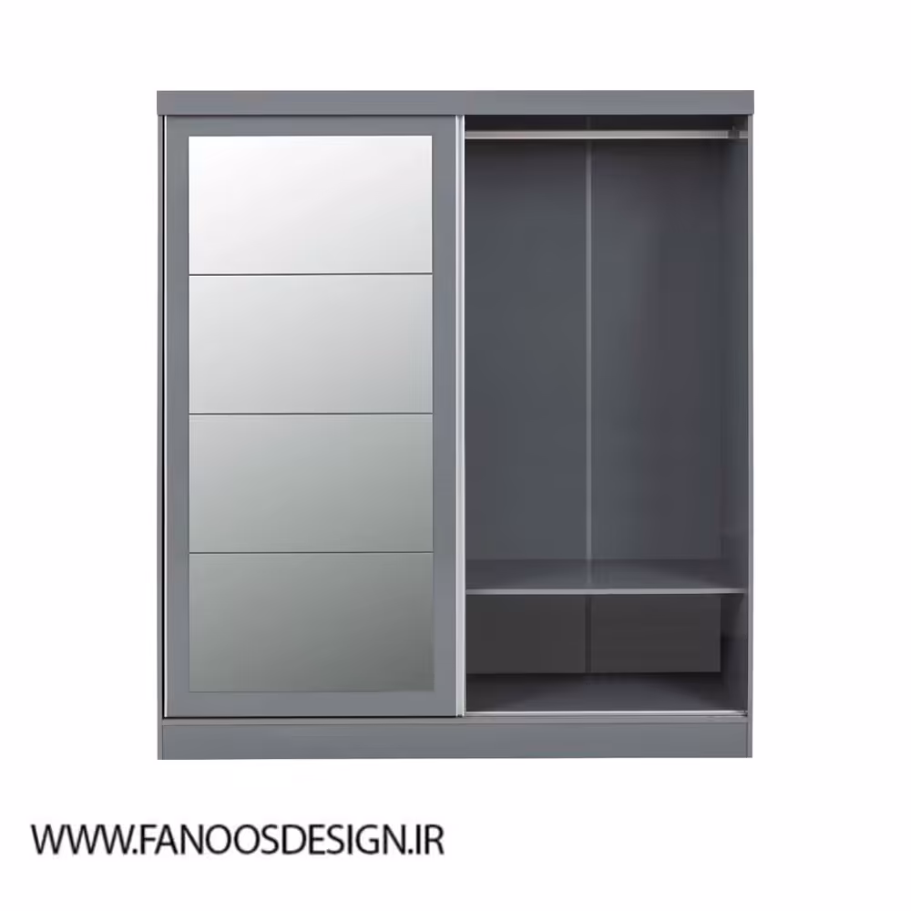 کمد لباس 2 درب کشویی طوسی سایز 178*194*62 کد 9095