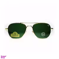 عینک آفتابی مردانه امریکن اپتیکال مدل اسکای مستر اویاتور سایز 56 با فریم طلایی و عدسی سبز آمریکایی