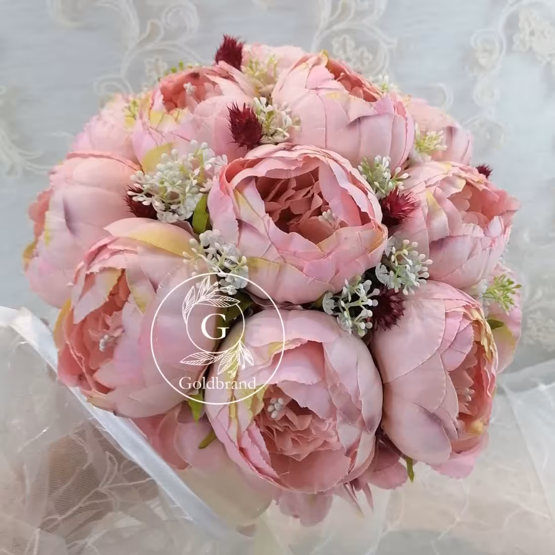 دسته گل عروس. دسته گل مصنوعی. دسته گل پیونی. دسته گل. کد 004