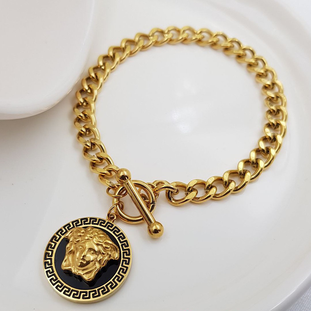 دستبند ورساچه سبز و مشکی و سفید مشابه طلا