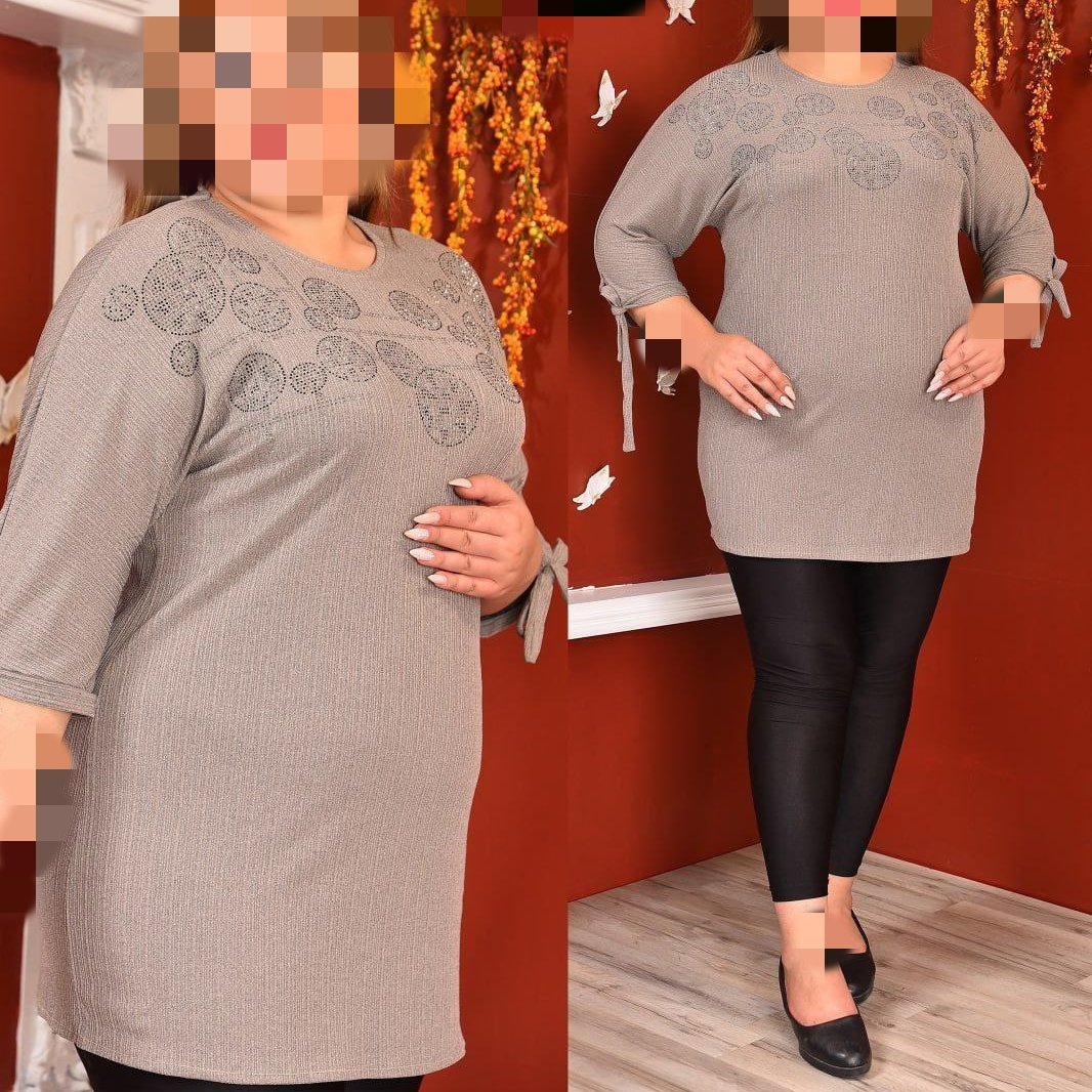 تونیک زنانه شیک وخوشگل آستین گره ای فری سایز قواره بزرگ