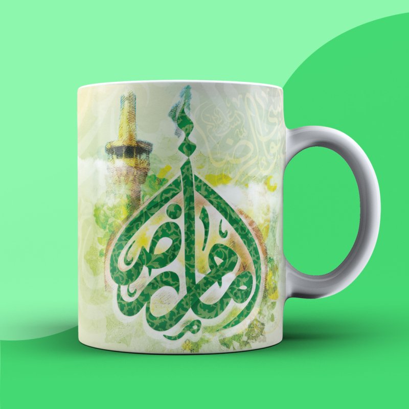 لیوان سرامیکی طرح امام رضا دسته سفید