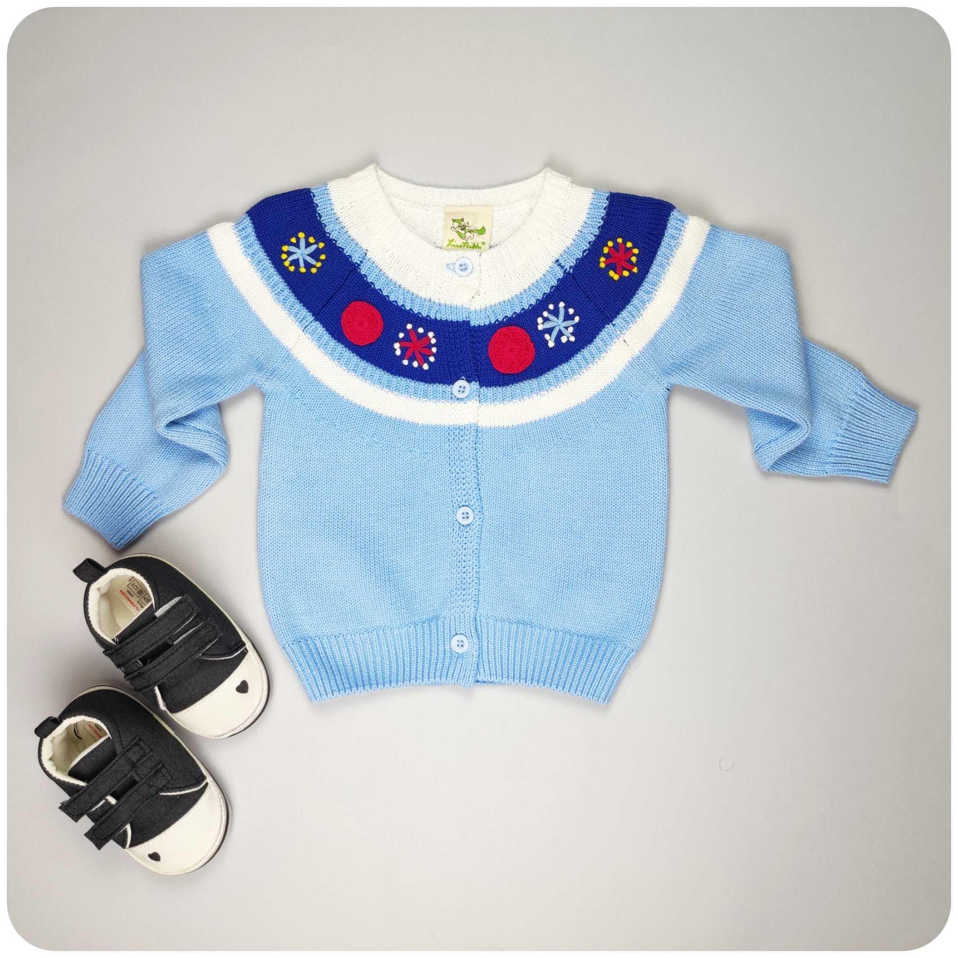 ژاکت، سویشرت، پلیور،ژاکت بافت گلدوزی شده آبی، تک رنگ ،باکیفیت، وارداتی