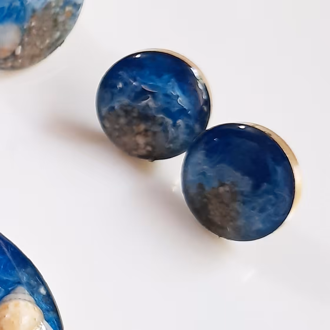 گوشواره دریا سه بعدی دستساز طبیعی خاص و با جزئیات آویز استیل