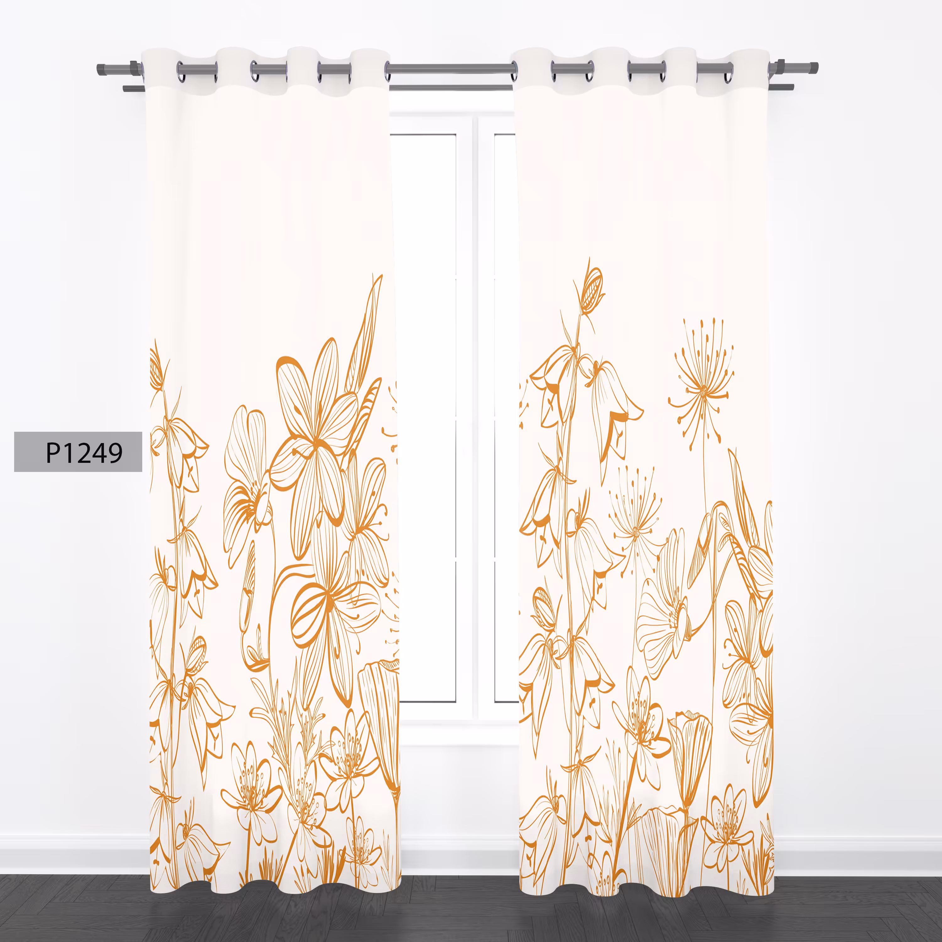 پرده هازان چاپی دوقواره دوخته شده پانچ شده هر قواره عرض 140ارتفاع 190 کد1249