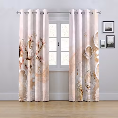 پرده پانچی مدل گل رویایی ابعاد ارتفاع280درعرض145