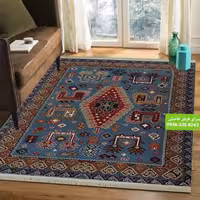 گلیم ماشینی4متری مناسب آشپزخانه و اتاق رنگ آبی طرح ارغوان 