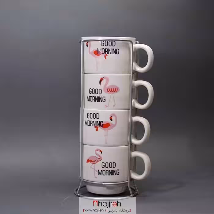 اطلاعات ، قیمت و خرید ست فنجان 4 عددی ایستاده داری استند فلزی طرح فلامینگو | ارسال رایگان کد P06