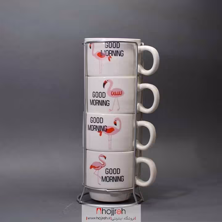 اطلاعات ، قیمت و خرید ست فنجان 4 عددی ایستاده داری استند فلزی طرح فلامینگو | ارسال رایگان کد P06