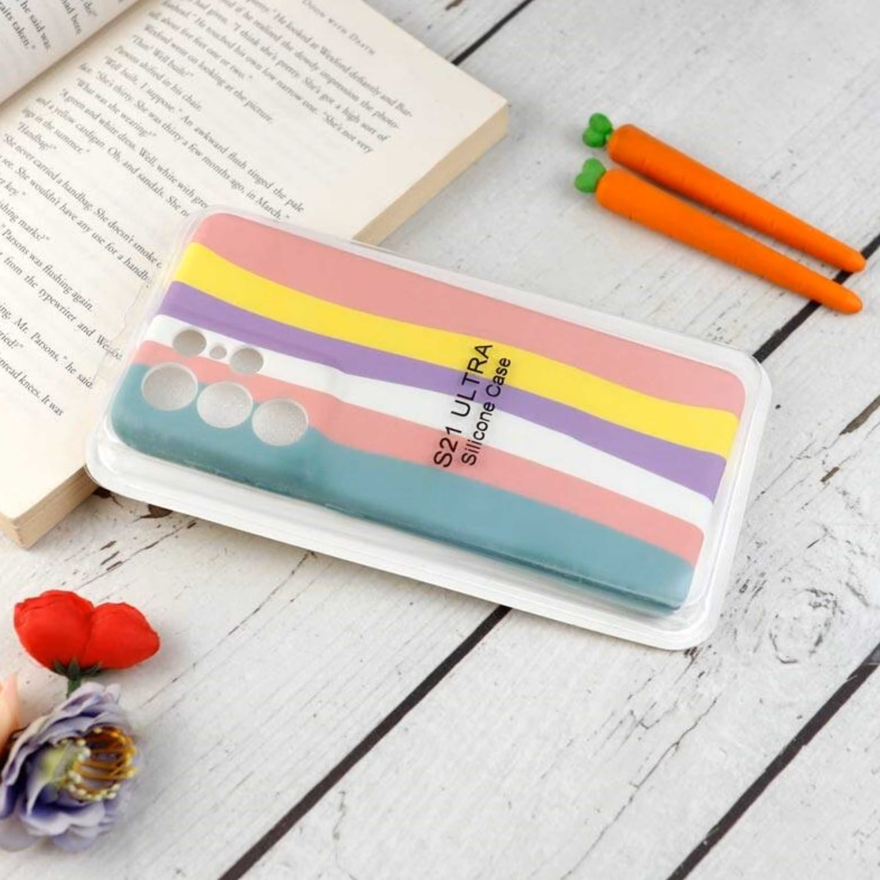 قاب محافظ لنزدار سیلیکونی رنگین کمانی Highcopy سامسونگ S21 ULTRA کد 6