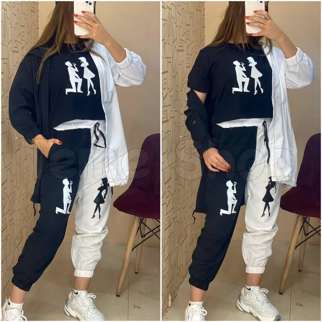 ست سه تیکه هودی شلوار بلوز شلوار تیشرت شلوار ست لیلی مجنون