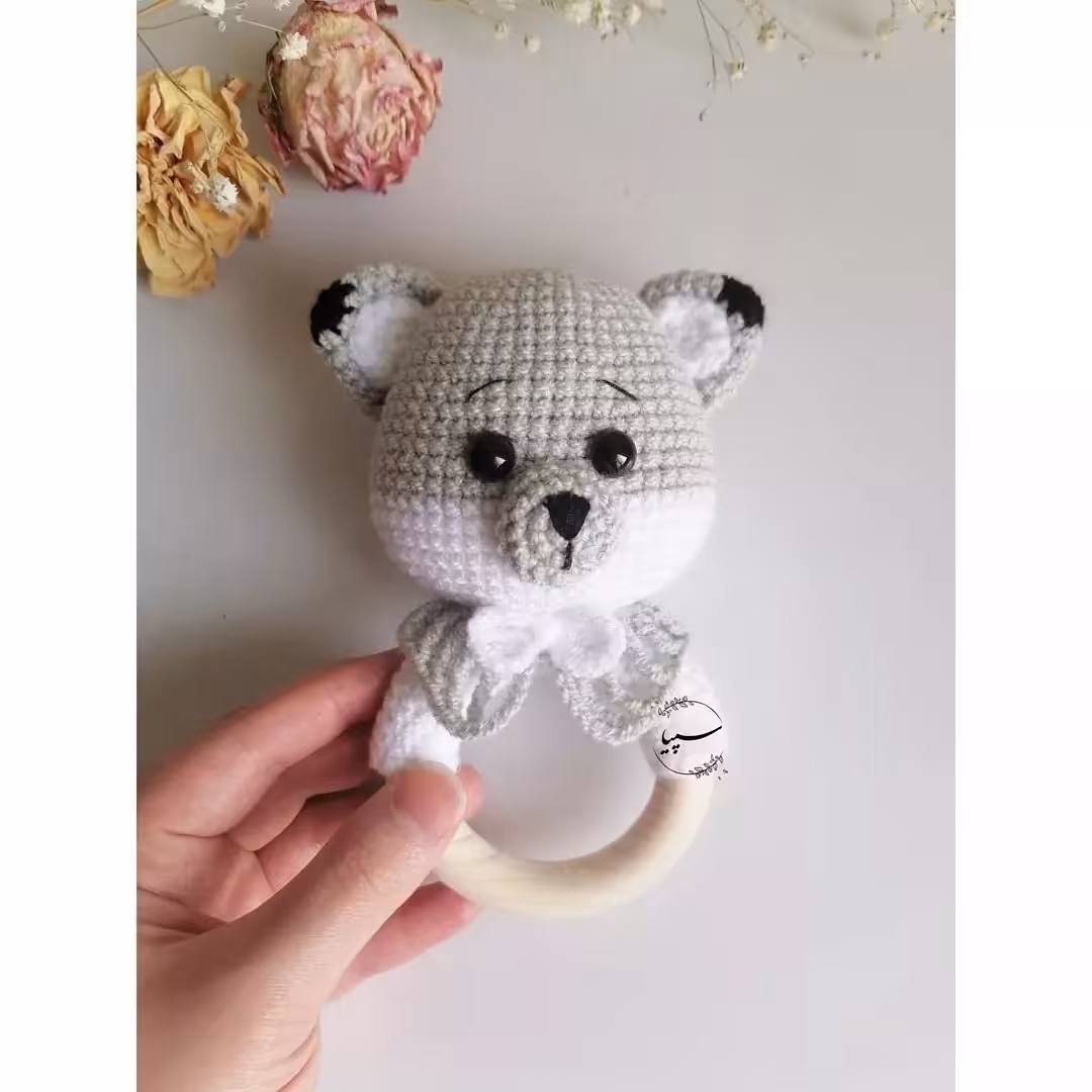 جغجغه دندونی دستبافت نوزاد گرگ مناسب سیمسونی