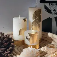 ست سه عددی شمع ورقه طلا دکوراتیو 