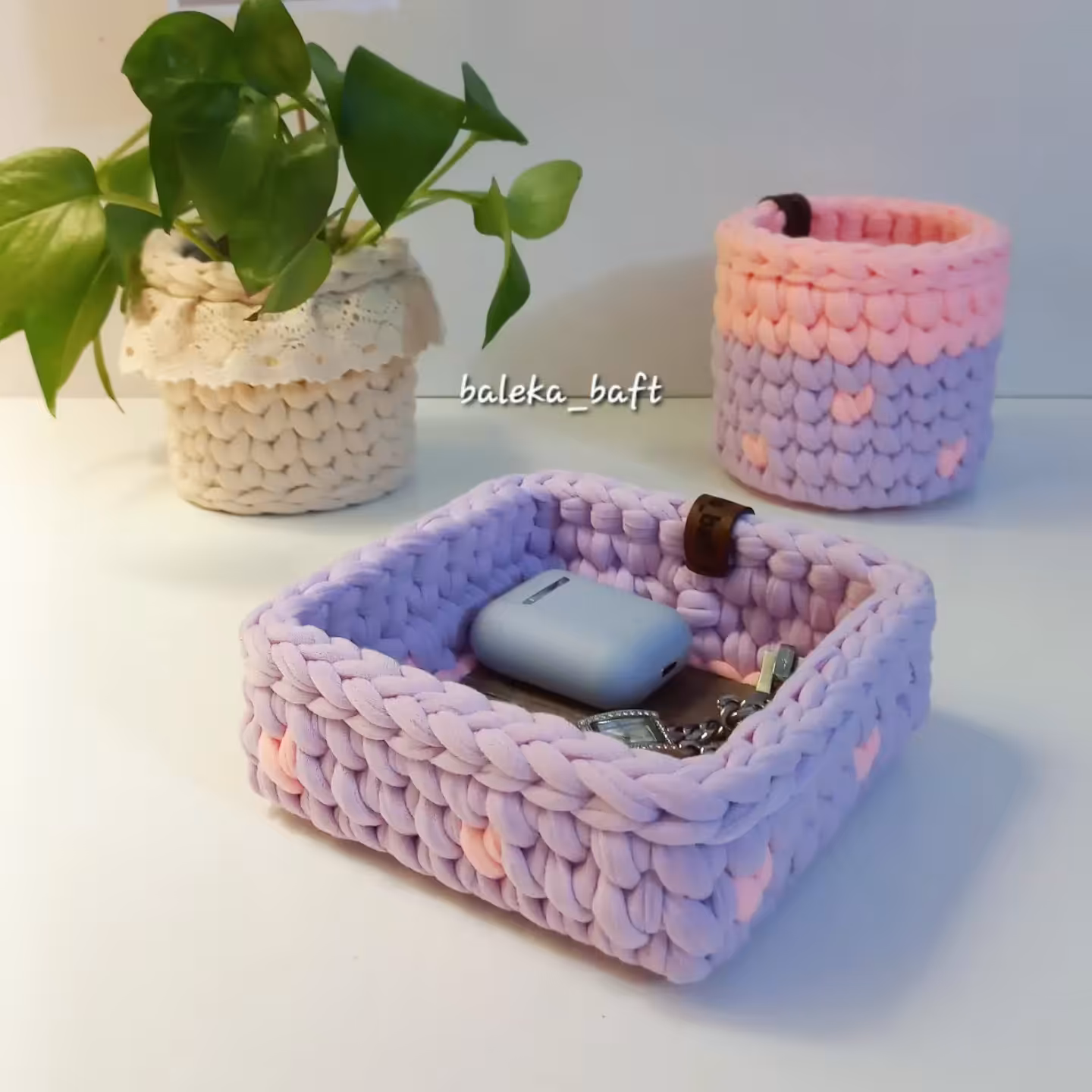 سبد تریکو با دیواره کوتاه مناسب اکسسوری و... 