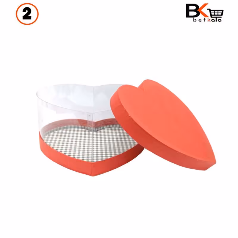 باکس کادویی قلبی طلقی قرمز سایز دو