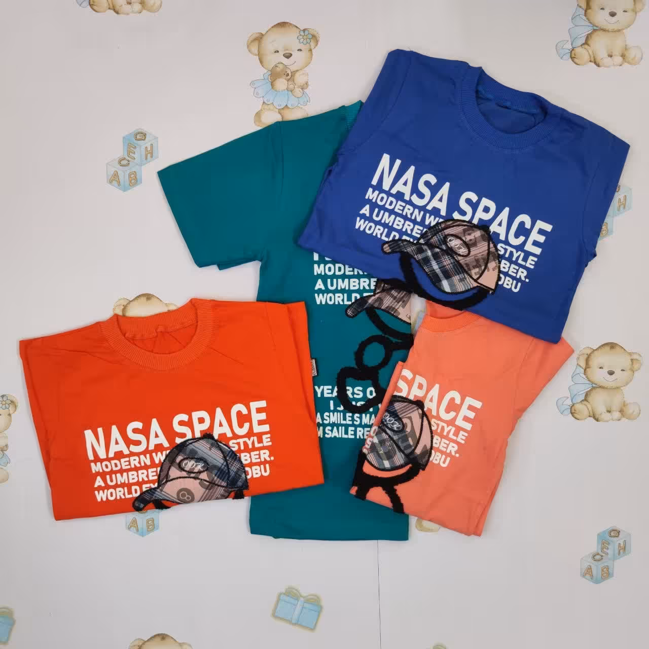 ست تیشرت و شلوارک تدی کلاهدار  پسرانه 