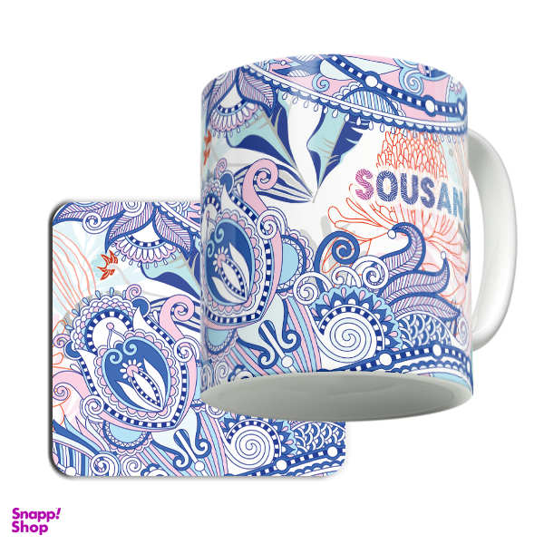 ماگ لاژید مدل اسم سوسن کد SPRL به همراه زیرلیوانی