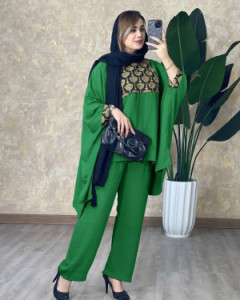 پانچو زنانه ابروبادی مدل ست پانچ وشلوار ملکه