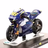 ماکت موتور - یاماها YZR M1 قهرمان جهان 2005 - مقیاس 1.18 Leo Models - فلزی - فرمان پذیر - تعلیق چرخ عقب - دارای استند