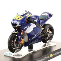 ماکت موتور - یاماها YZR M1 قهرمان جهان 2005 - مقیاس 1.18 Leo Models - فلزی - فرمان پذیر - تعلیق چرخ عقب - دارای استند