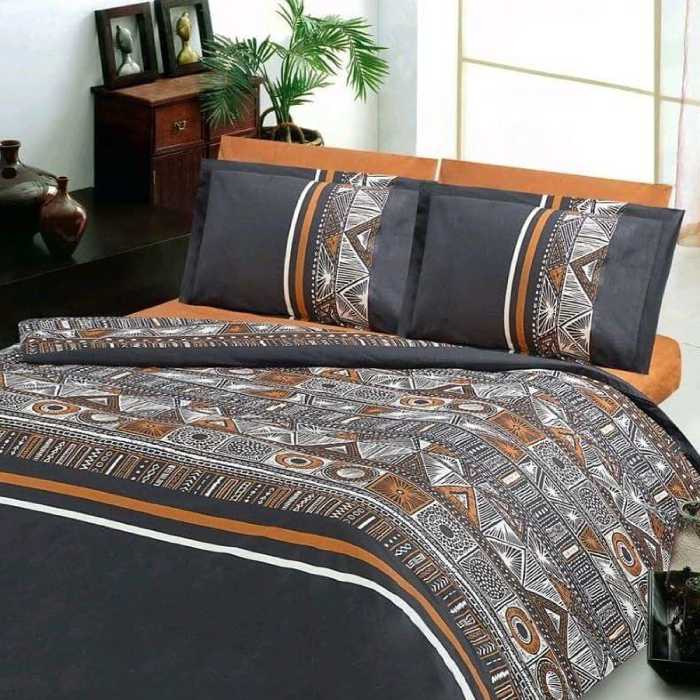 ست لحاف دونفره 4تکه کتان طرح ایندیا