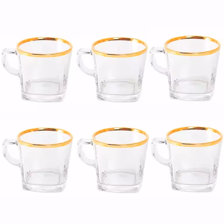 فنجان لب طلایی کار بلینک مکس بسته 6 عددی