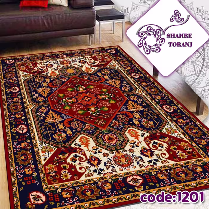 کاور فرش و روفرشی دور کش طرح فرش سنتی 9متری کد 1201