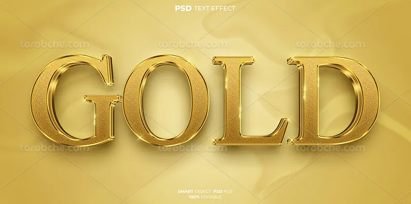 موکاپ PSD افکت متن طلایی | گرافیک با طعم تربچه
