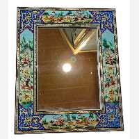 آینه مینیاتور طرح چوگان( شکارگاه)28 در 34 
