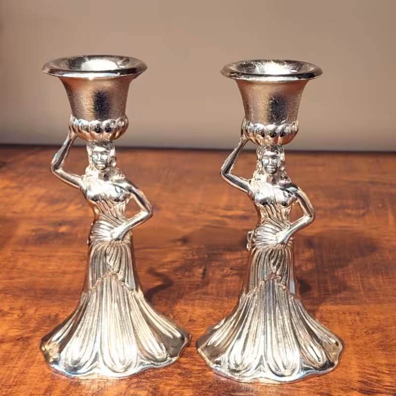 شمعدان بانو جفتی  نقره ای