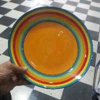 پیش دستی 6 عددی سایز 20  رنگین کمان کف نارنجی سرامیکی درجه 1 جهت سرو در مجالس