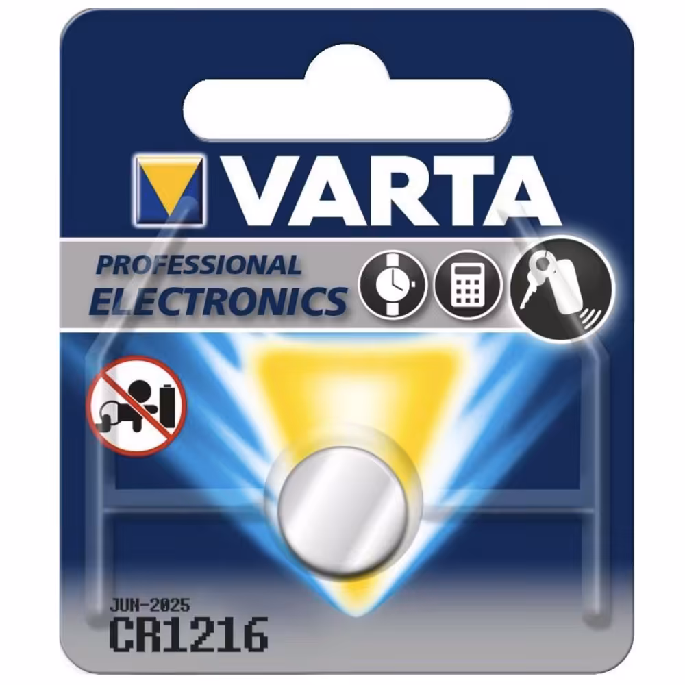 باتری CR 1216  وارتا اورجینال ساخت ژاپن
varta 1216 باطری
made in japan
3 ولت 3v  اصلی