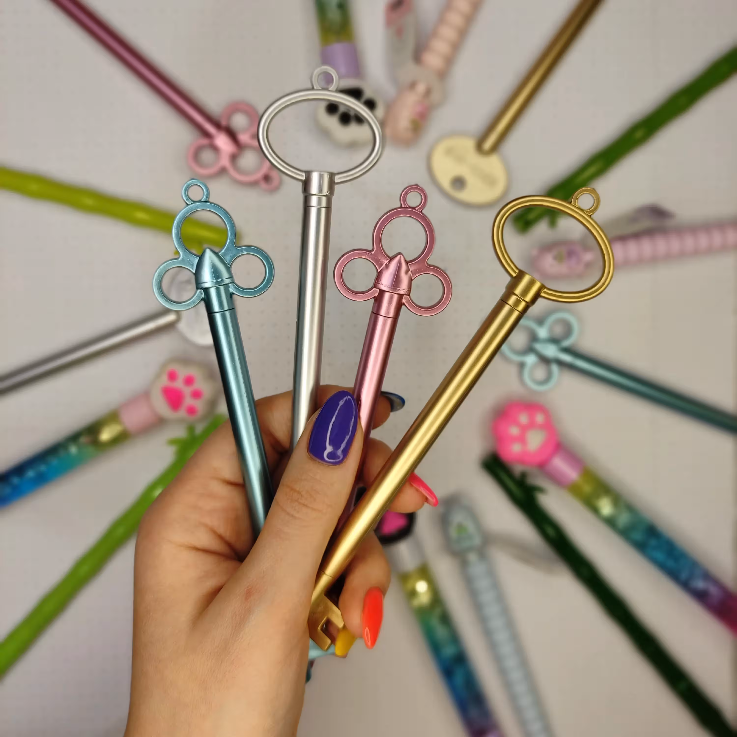 روان نویس طرح کلید با جوهر آبی