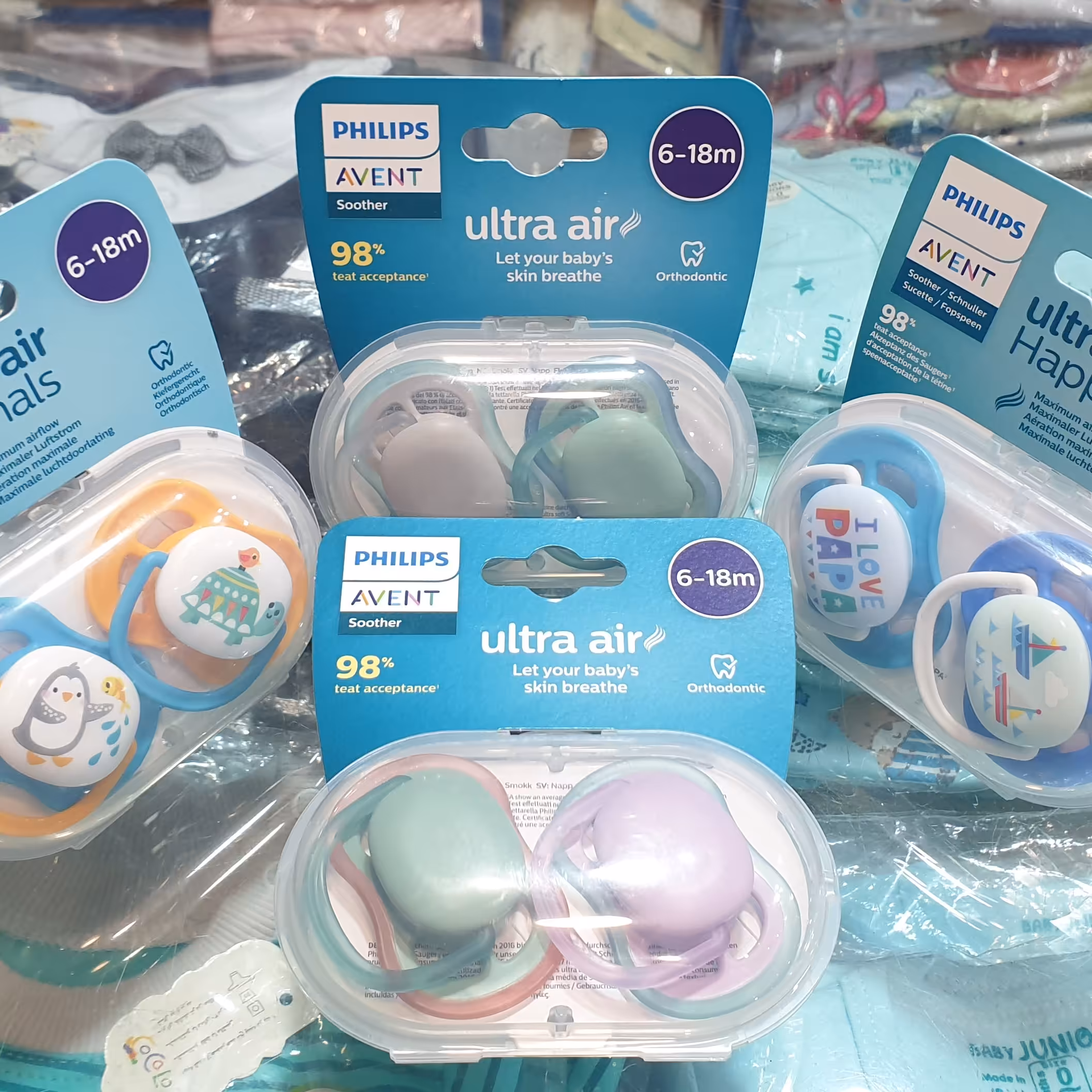 پستانک اونت اولترایر فیلیپس 6 تا 18  ماه به بالا بسته 2 عددی ارتودنسی با قاب استریل .