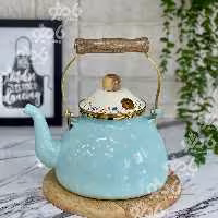 کتری تک لعابی دسته چوب گل وخال 2.5لیتر