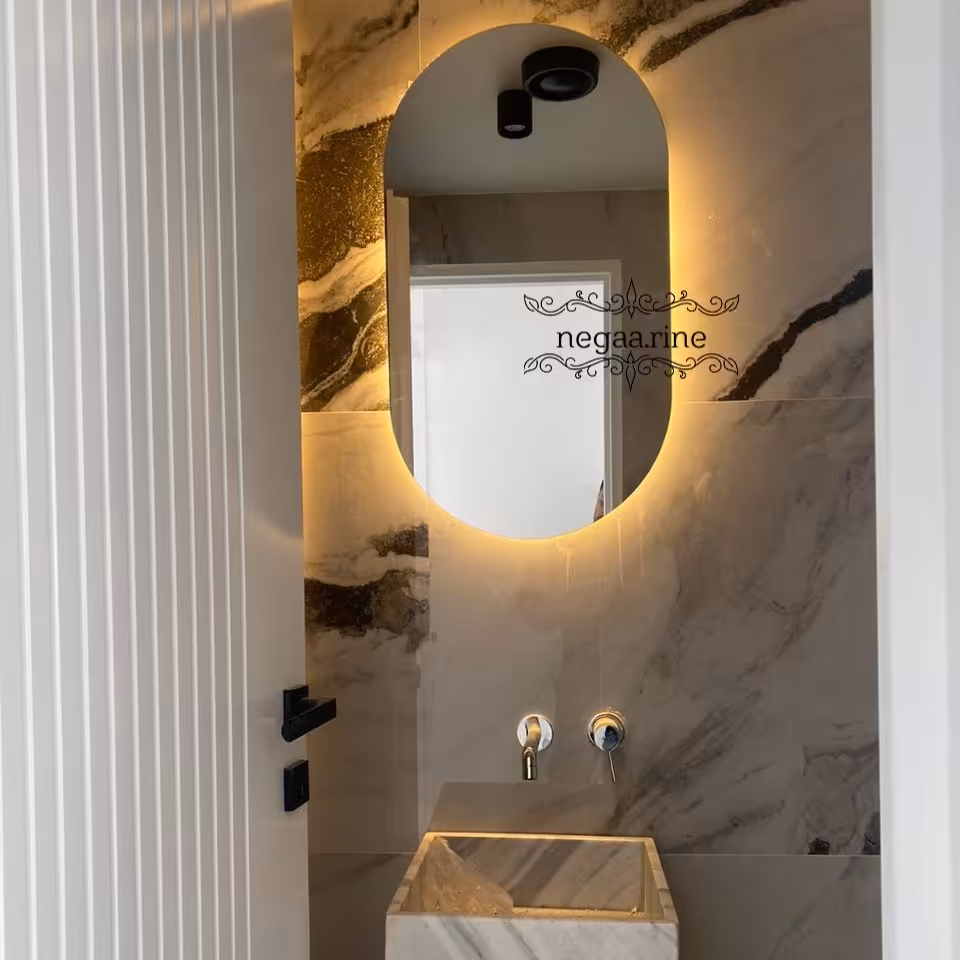 آینه دیواری دوسر گرد بک لایت ابعاد 90/50 