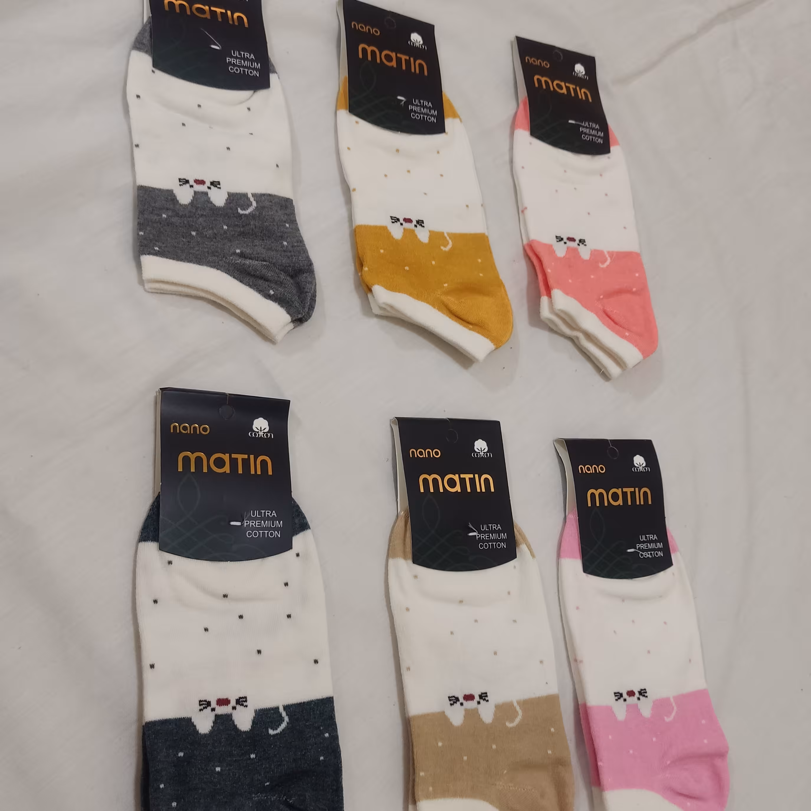 جوراب مچی طرح گربه ای جنس درجه یک در رنگهای مختلف مناسب استفاده روزانه